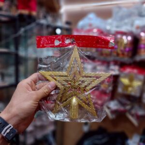 ستاره سر درخت سایز بزرگ مخصوص کاج کریسمس برفی و ساده